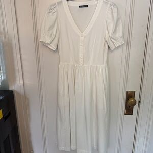Brandy Melville V Neck White Cotton Dress